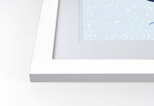 Blue Hand Turkey Fall Print in White Frame